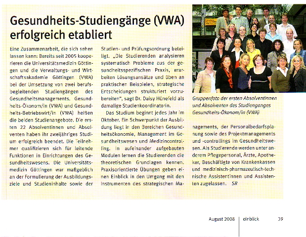 Absolventen der Studiengänge Gesundheitsmanagement