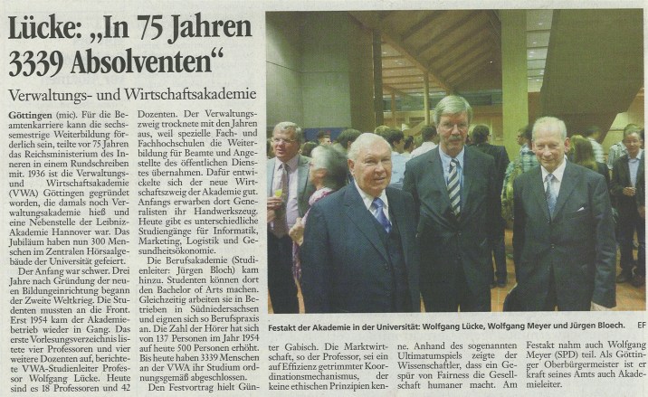 75 Jahre VWA Göttingen 75 Jahre VWA Göttingen